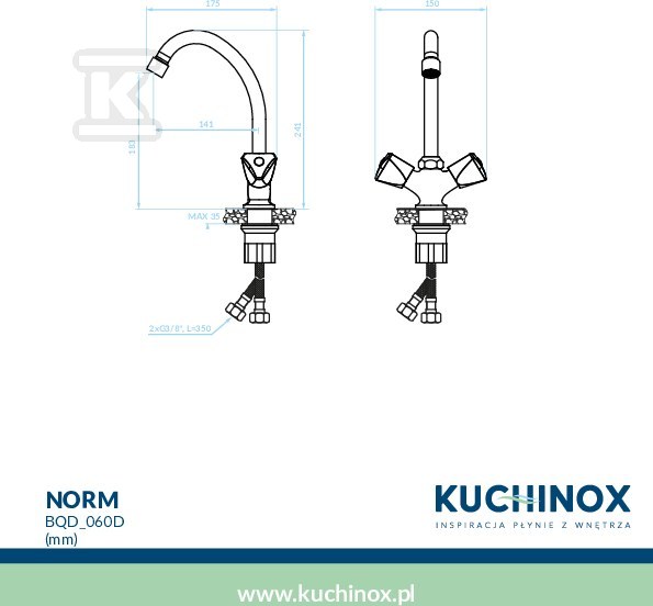 Bateria zlewozmywakowa NORM stojąca - BQN_060D