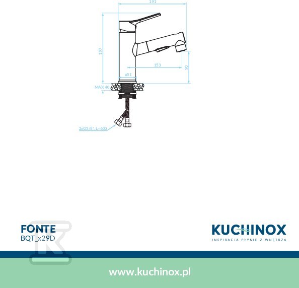 Bateria umywalkowa FONTE stojąca z - BQT_029D