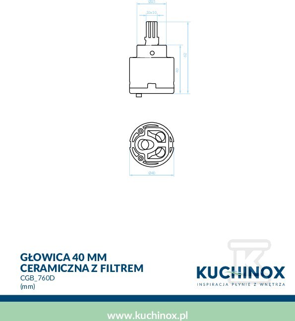 Głowica 40 mm ceramiczna z filtrem - CGB_760D