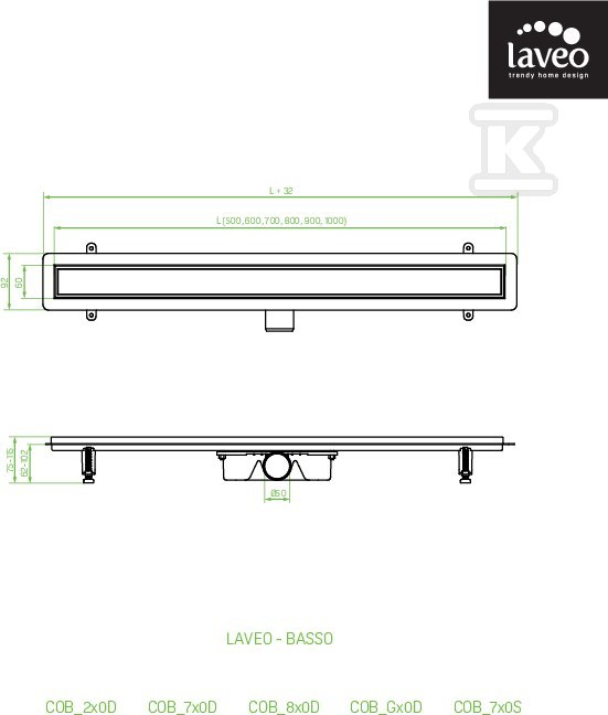 Odpływ liniowy BASSO 100 cm - COB_210D