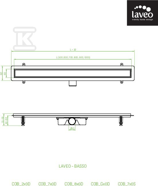 Odpływ liniowy BASSO 70 cm - COB_270D