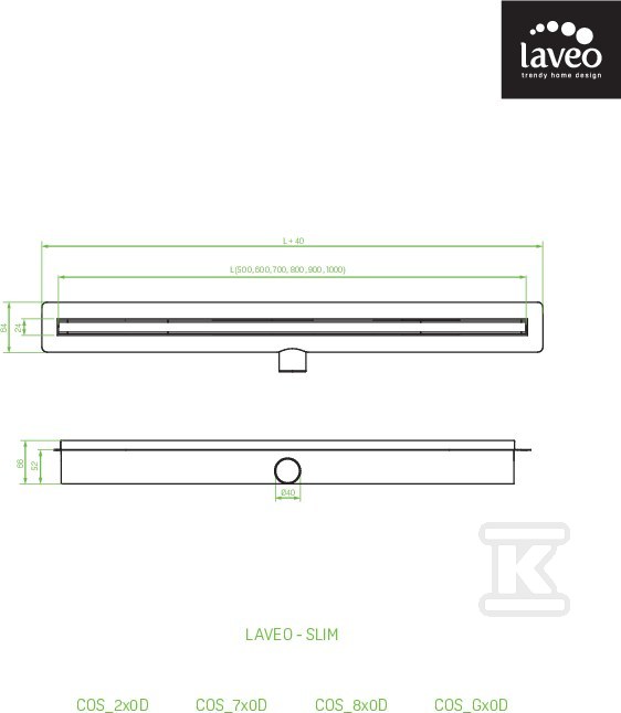 Odpływ liniowy SLIM 50 cm - COS_250D