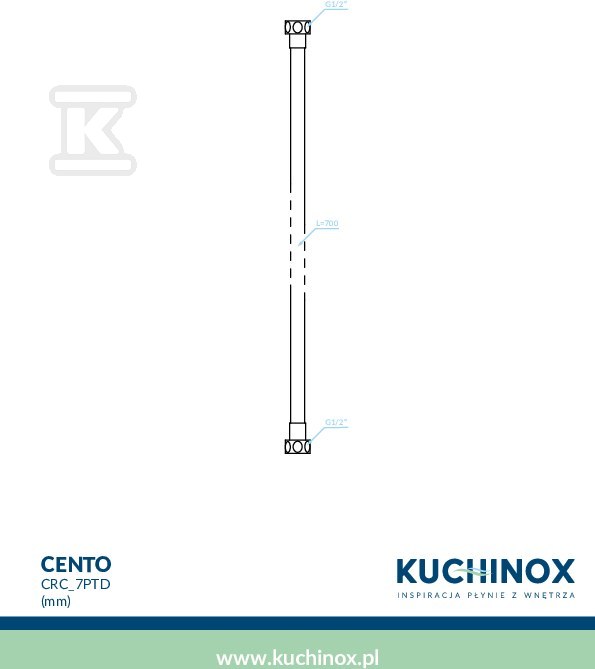 Wąż natryskowy CENTO PVC, 700mm, czarny - CRC_7PTD