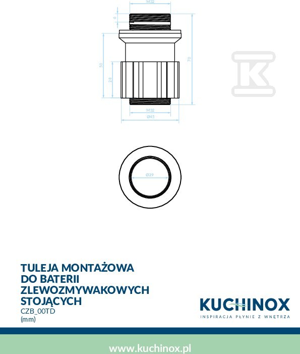 Tuleja montażowa do baterii - CZB_00TD