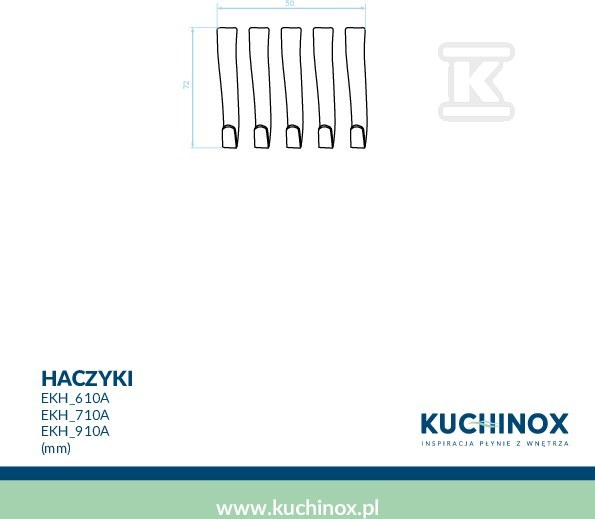 Haczyki na reling 5 szt. czarne - EKH_710A