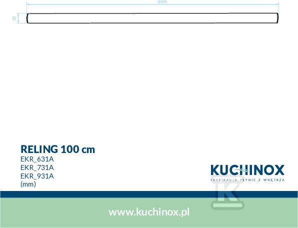 Reling kuchenny 100 cm, czarny - EKR_731A