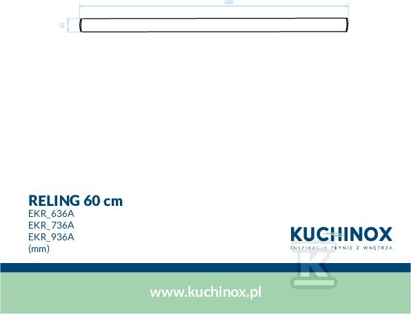 Reling kuchenny 60 cm, czarny - EKR_736A