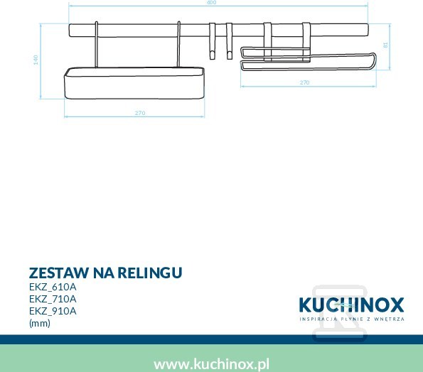 Zestaw półka, reling, uchwyt na - EKZ_710A