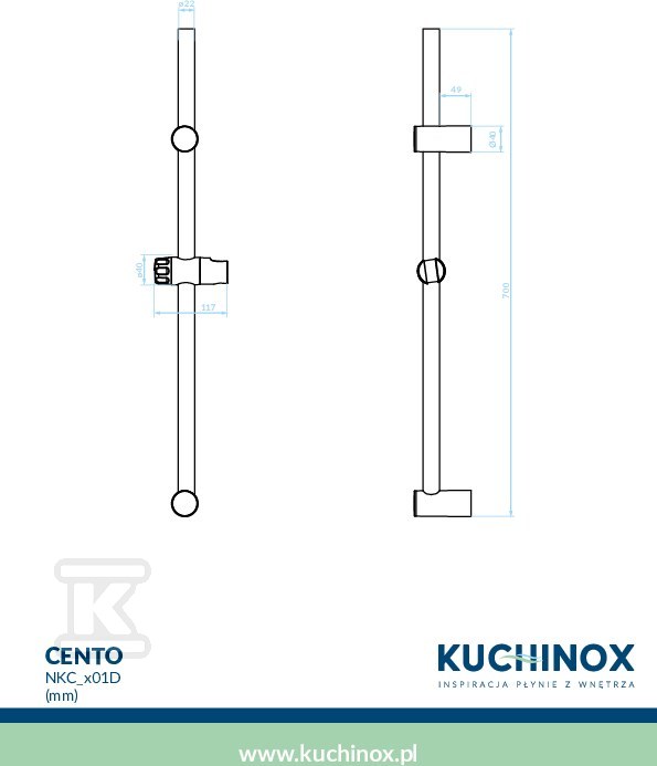 Drążek natryskowy CENTO czarny - NKC_701D