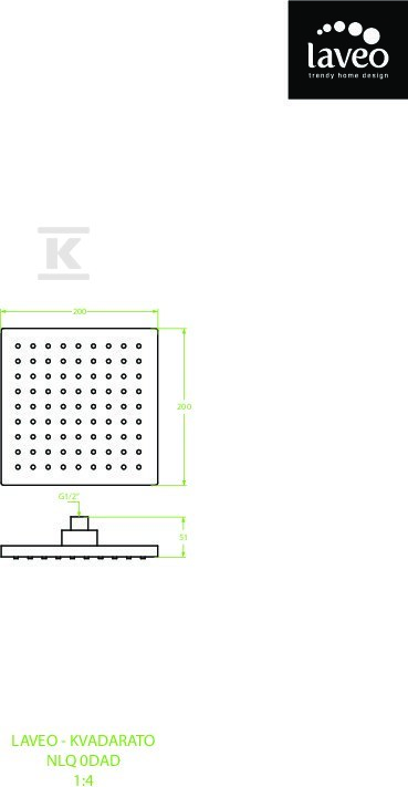 Deszczownica KVADRATO 200x200mm - NLQ_0DAD