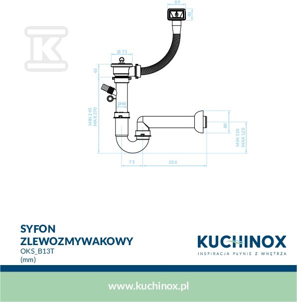 Syfon 2" - 1 komora z przelewem - OKS_B13T