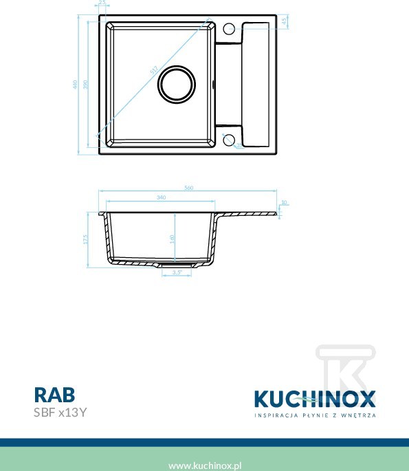 Zlew granitowy RAB 1 komorowy z - SBF_513Y