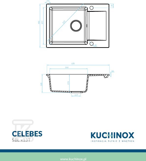 Zlew granitowy CELEBES 1 komorowy z - SBL_513T