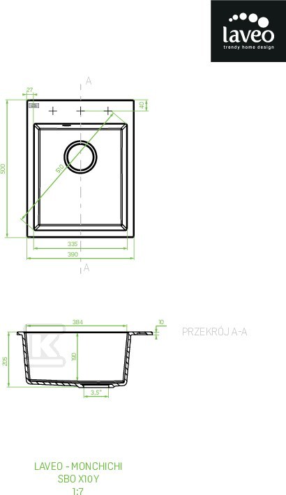 Zlew granitowy MONCHICHI 1 komorowy - SBO_510Y