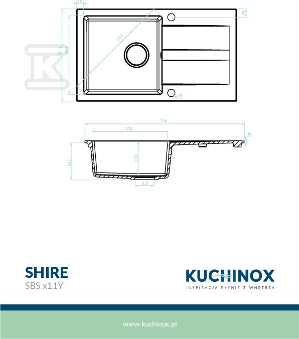 Zlew granitowy SHIRE 1 komorowy z - SBS_511Y