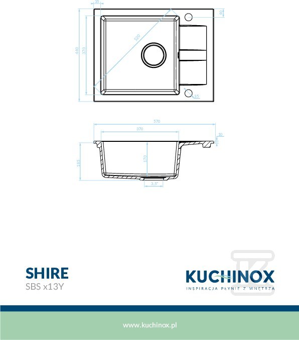 Zlew granitowy SHIRE 1 komorowy z - SBS_513Y