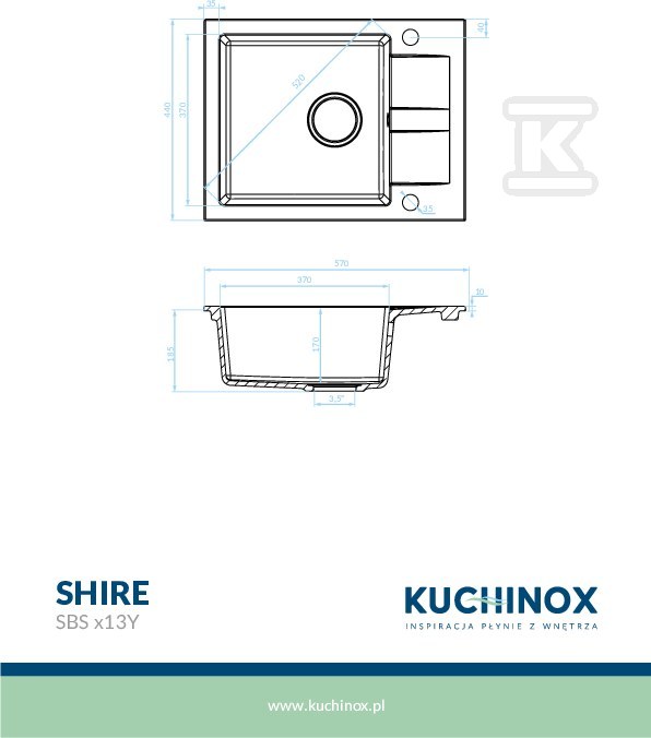 Zlew granitowy SHIRE 1 komorowy z - SBS_713Y