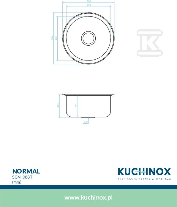 Zlew stalowy NORMAL wpuszczany 1 - SGN_088T