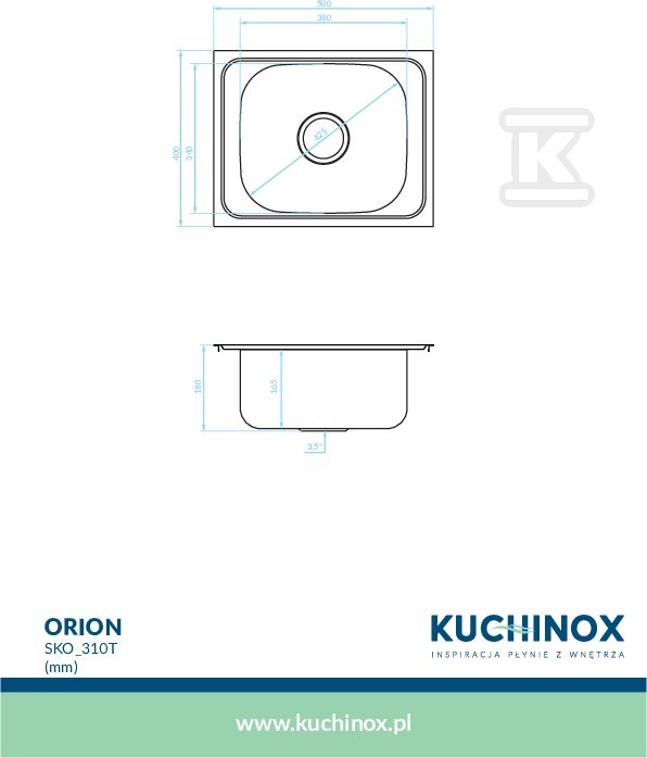 Zlew stalowy ORION wpuszczany 1 - SKO_310T