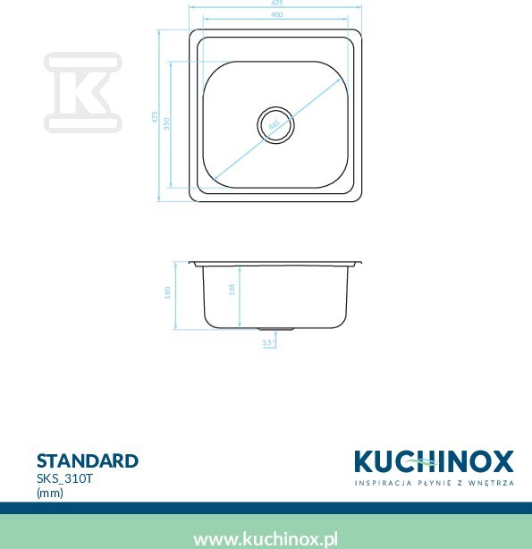 Zlew stalowy STANDARD wpuszczany 1 - SKS_310T
