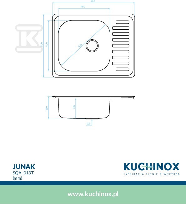 Zlew stalowy JUNAK wpuszczany 1 - SQA_013T