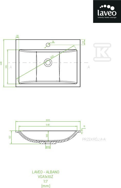 Umywalka ALBANO meblowa granitowa 1 - VGA1510T