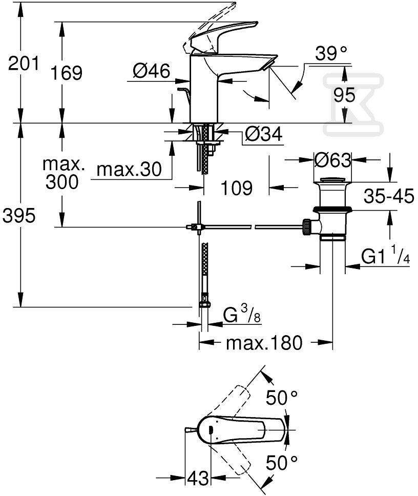 Bateria umywalkowa Eurosmart, Rozmiar - 332652433