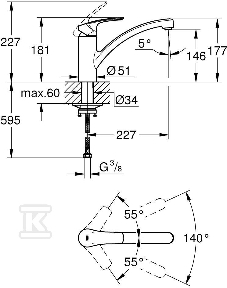 Eurosmart Single-lever sink tap DN 15, - 332812433