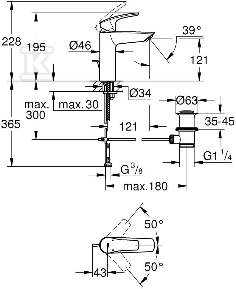 Bateria umywalkowa Eurosmart Rozmiar M, - 233222433