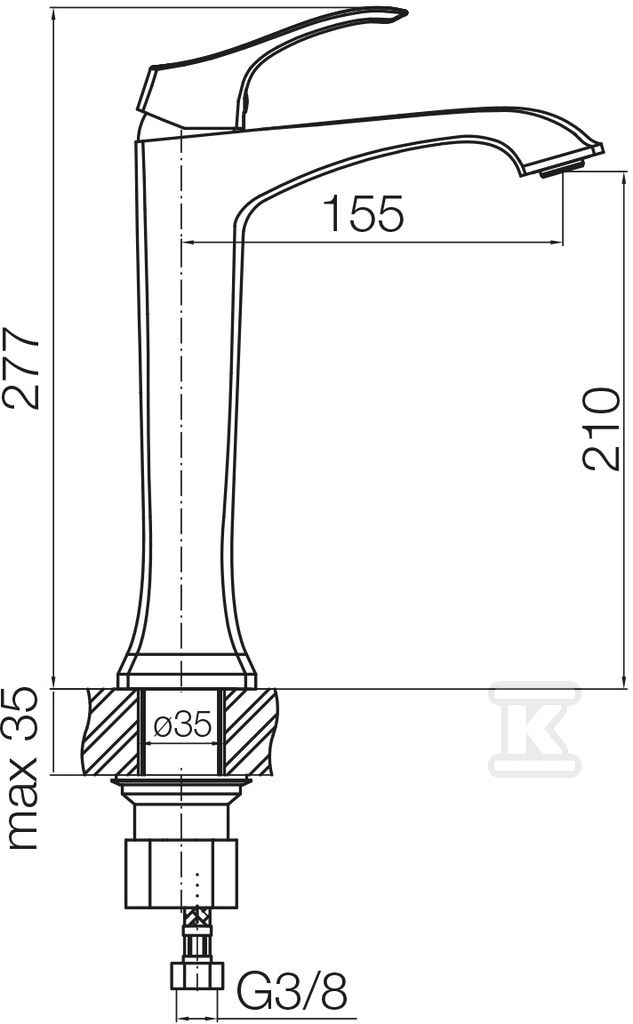 High-standing washbasin CADIA mixer, - 2412310