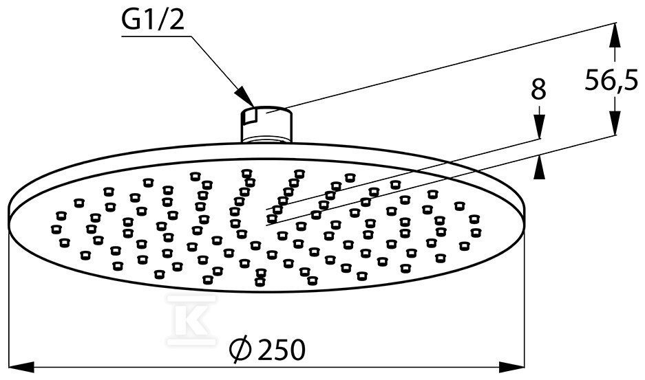 Głowica natrysku A-QA O 250 mm, złoty - 64325N0-00