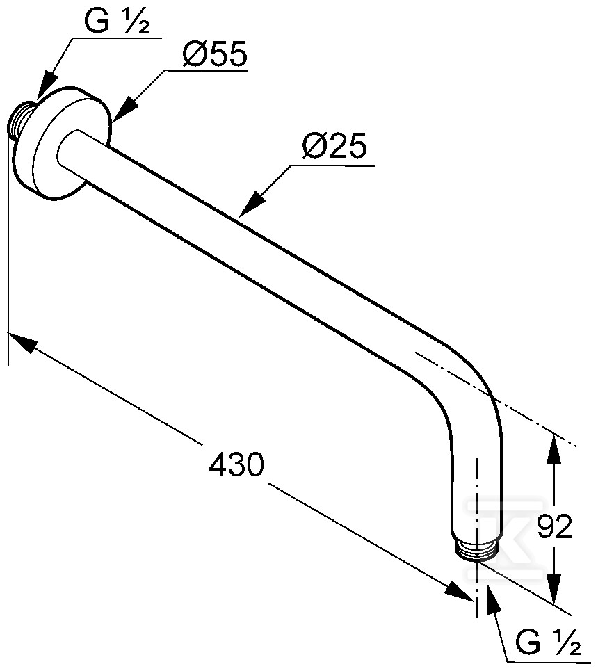 Ramię natrysku A-QA 400 mm, złoty - 66514N0-00