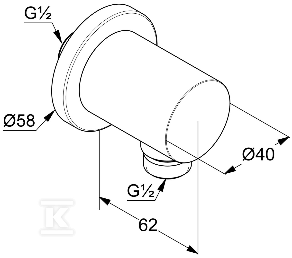 Przyłącze kątowe NOVA FONTE Puristic do - 20543N0-15