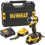 Імпульсний гвинтокрут DEWALT XR 18V безщітковий, компактний, момент 205Nm, 2 акумулятори 5.0Ah, зарядний пристрій та кейс червоного кольору DCF850P2LRT-QW