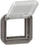 Adapter Arteor/Mosaic with transparent flap, mechanism 70,5x70,5mm - anthracite, NEW PLEXO 55