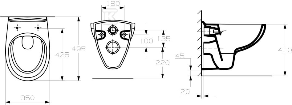 MADALENA suspended toilet bowl Rimless - A34629L000