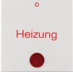Klawisz z soczewką i nadrukiem "Heizung" i "0", biały połysk, B.KWADRAT