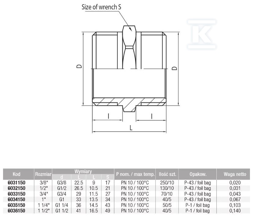 TWIST Nypel 1/2'' mosiądz - 6032150