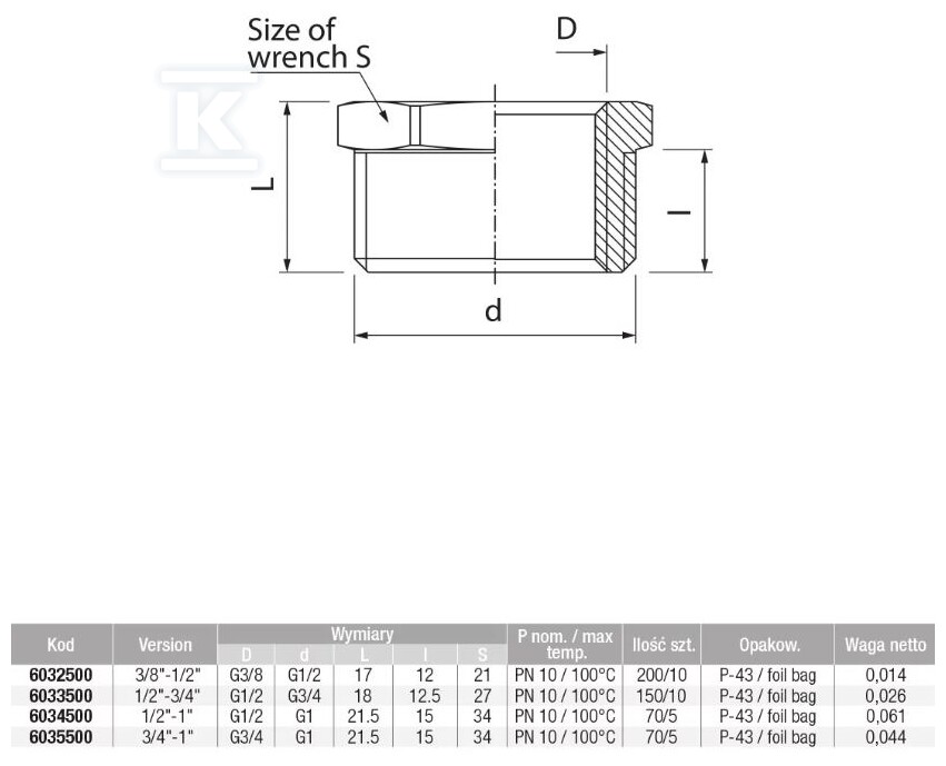 Reductor TWIST filet interior - 6032500