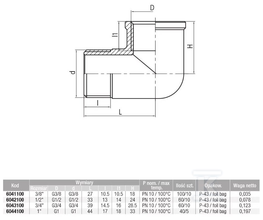 TWIST Kolanko GZ-GW 3/4'' mosiądz - 6043100