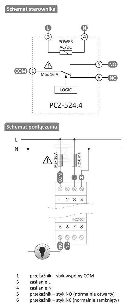 Zegar sterujący programowalny, - PCZ-524.4