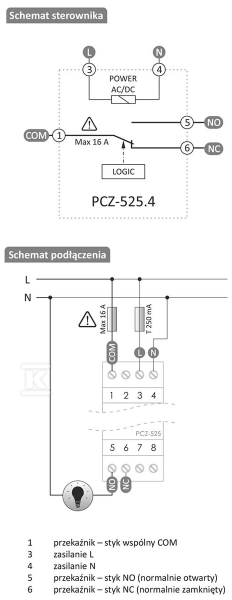 Zegar sterujący programowalny, - PCZ-525.4