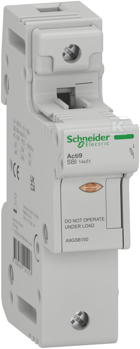 Тримач запобіжника, Acti9 SBI, 1P, 50A, - A9GSB150