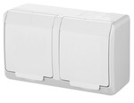 2-way surface-mounted socket, IP44, white, HERMES