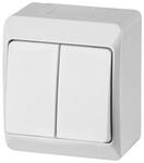 Surface-mounted candlestick switch, IP44, white, HERMES