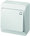 Bell switch, surface-mounted, IP44, white, HERMES