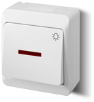 Light connector with illumination, surface-mounted, IP44, white, HERMES