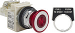 Przycisk grzybkowy O40 czerwony 2 pozycyjny stabilny LED 24VAC/DC 1NO + 1NC