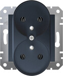 Розетка 2x2P+PE для рамкової системи, антрацит, ASFORA