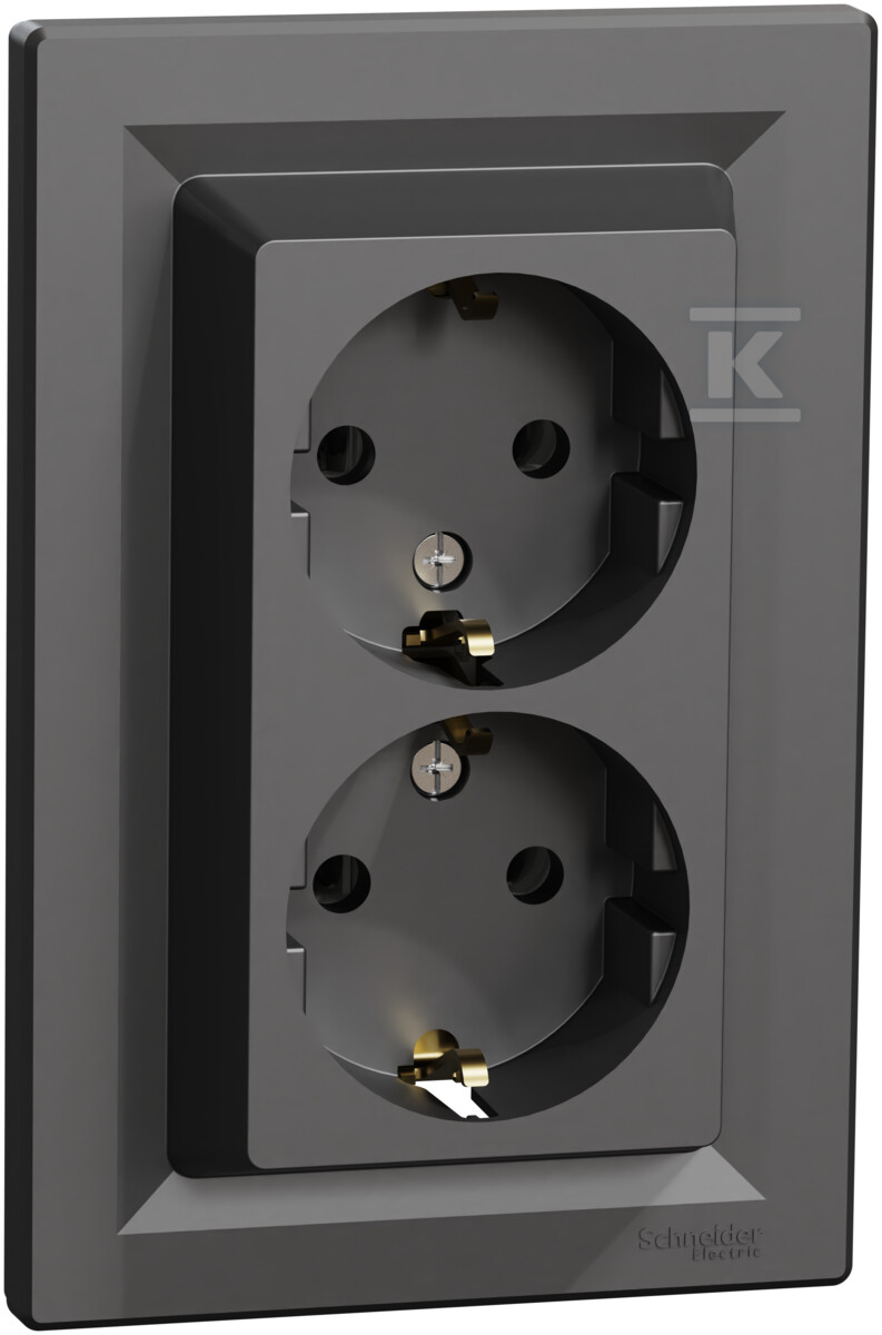 SCHUKO double socket, ASFORA anthracite - EPH9900171